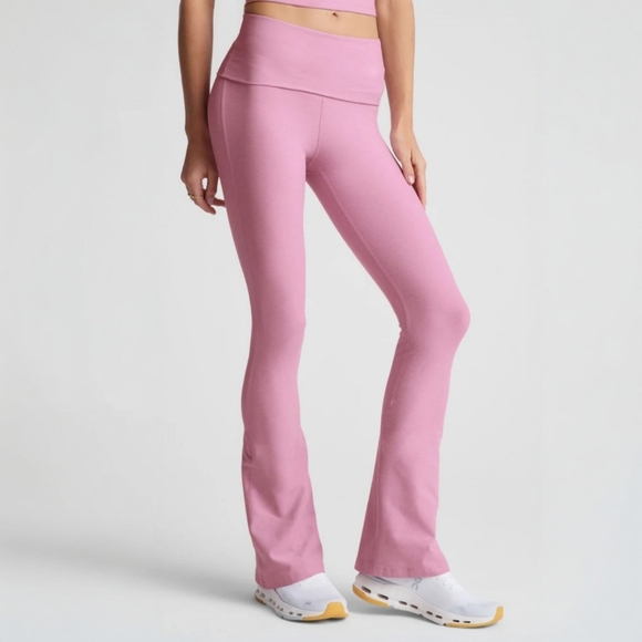 Beyond Yoga Spacedye Foldover Bootcut Pant in baby pink haze heather W's M NWT - Picture 3 of 12